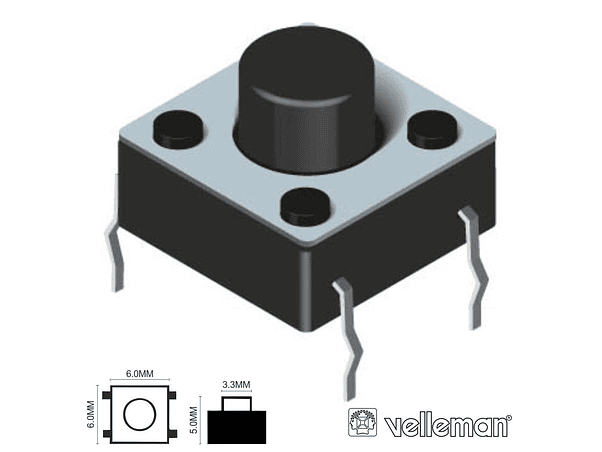 COMUTADOR MICRO SWITCH 6X6MM ALTURA 5MM VELLEMAN 1