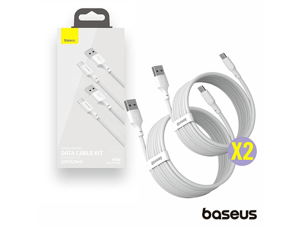 CONJUNTO 2 CABOS USB-A / USB-C MACHO PD 1.5M BASEUS 1