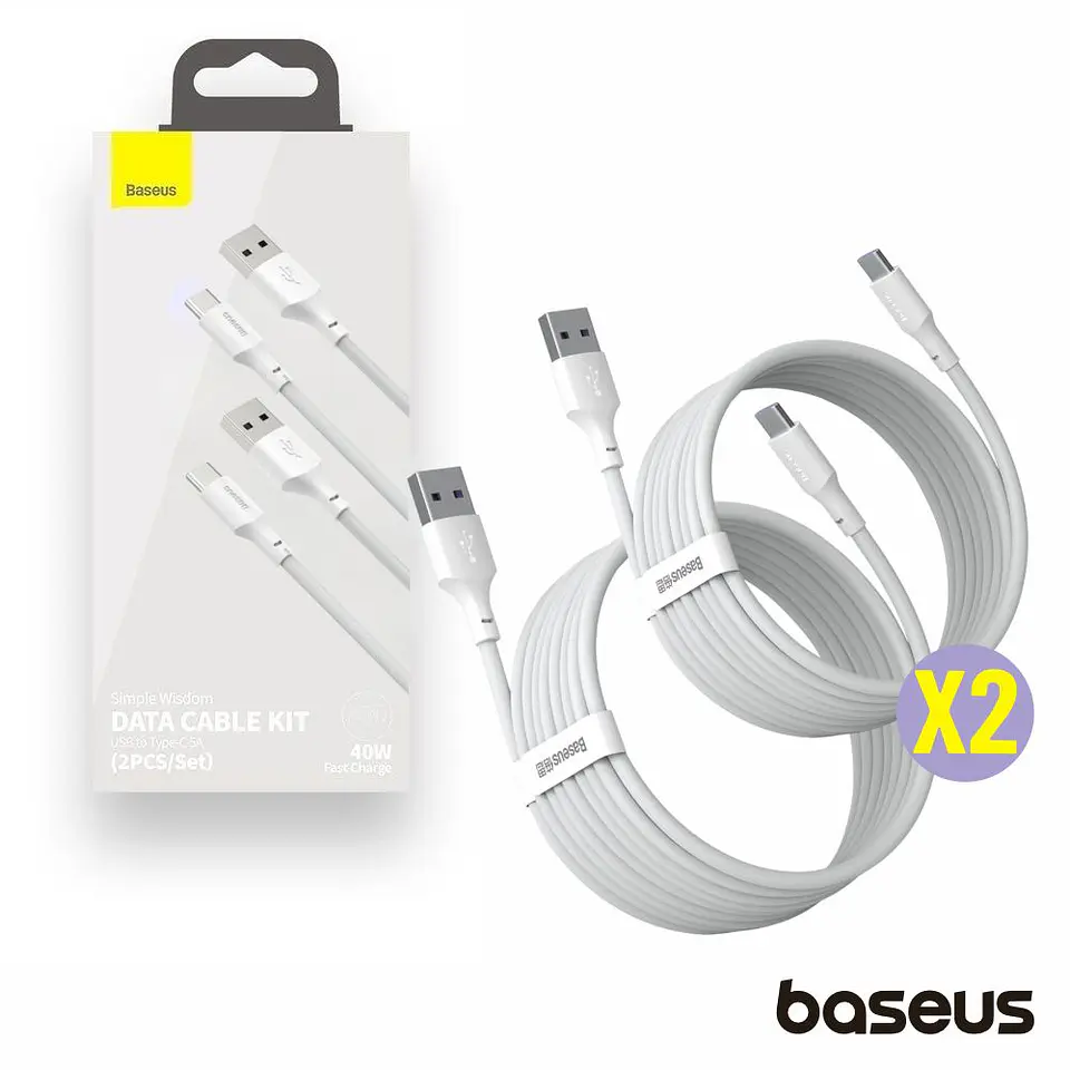 CONJUNTO 2 CABOS USB-A / USB-C MACHO PD 1.5M BASEUS 1