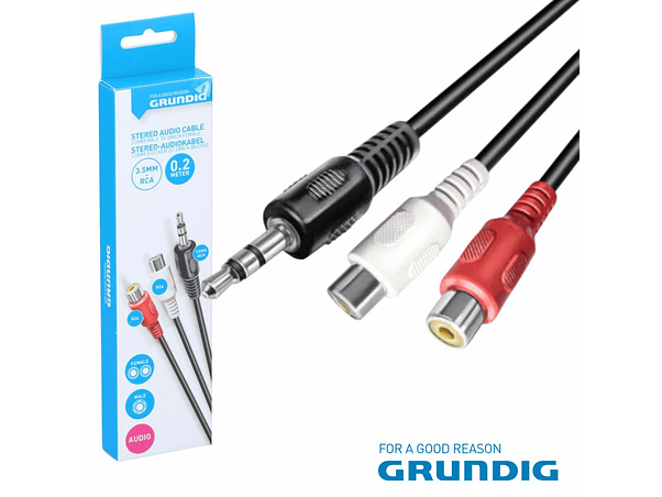 CABO JACK 3.5MM MACHO ST / 2-RCA FÊMEA 0.20M GRUNDIG 1