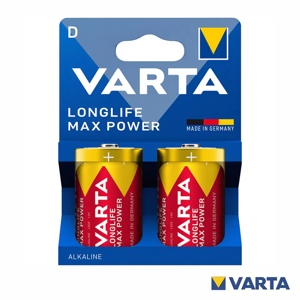 PILHA ALCALINA LR20/D 1.5V 2X  LONGLIFE MAX POWER VARTA 1