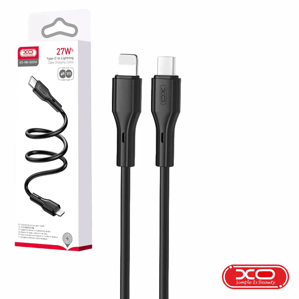 CABO USB-C MACHO / LIGHTNING MACHO PD 27W 1M PRETO XO 1