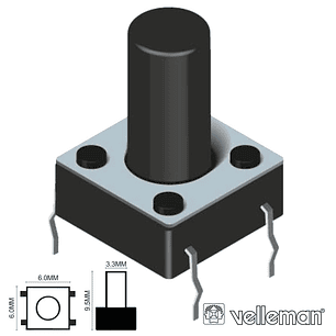 COMUTADOR MICRO SWITCH 6X6MM ALTURA 9.5MM VELLEMAN