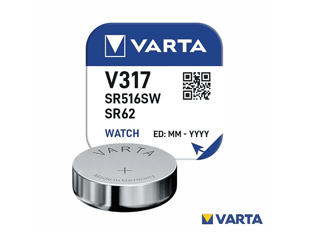PILHA ÓXIDO PRATA BOTÃO V317/SR516SW/SR62 1.55V VARTA 1