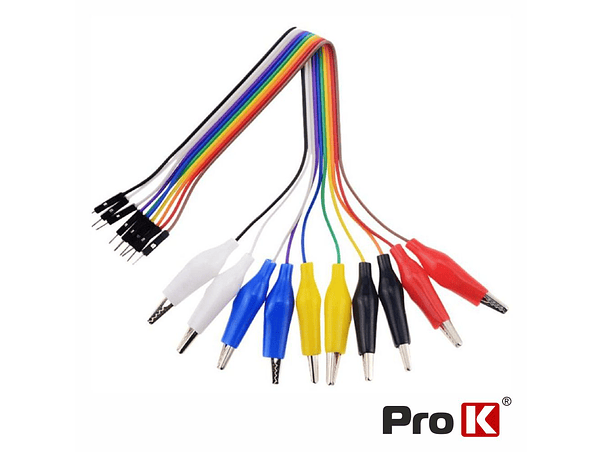 KIT 10 CABOS DE LIGAÇÃO JUMPER MACHO / PINÇAS CROCODILO PROK 1
