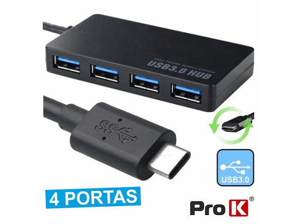 HUB USB-C 3.0 COM 4 PORTAS USB PROK 1