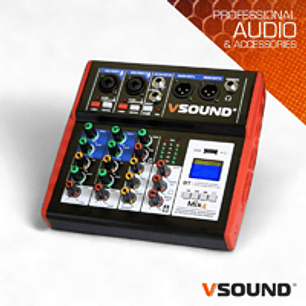 MESA DE MISTURA 4 CANAIS COM BT/LCD/USB/PCOMPHANTOM  VSOUND