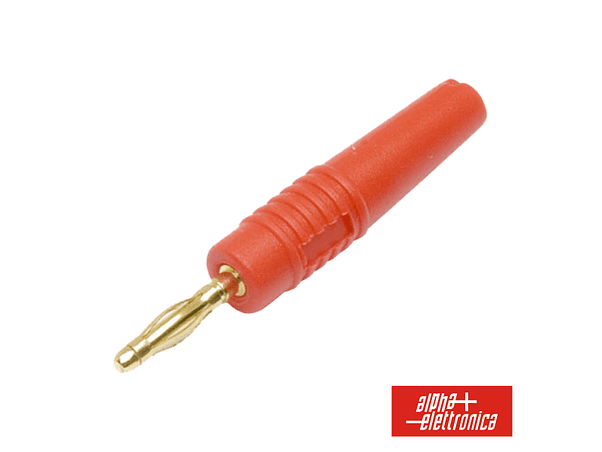 FICHA BANANA 2MM MACHO VERMELHA DOURADA 1