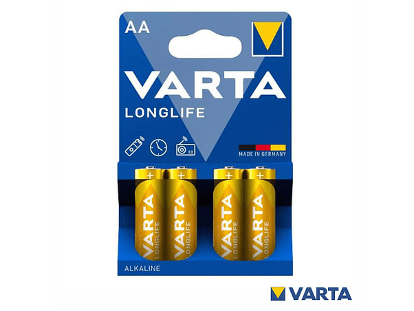 PILHA ALCALINA LR6/AA 1.5V 4X LONGLIFE VARTA 1