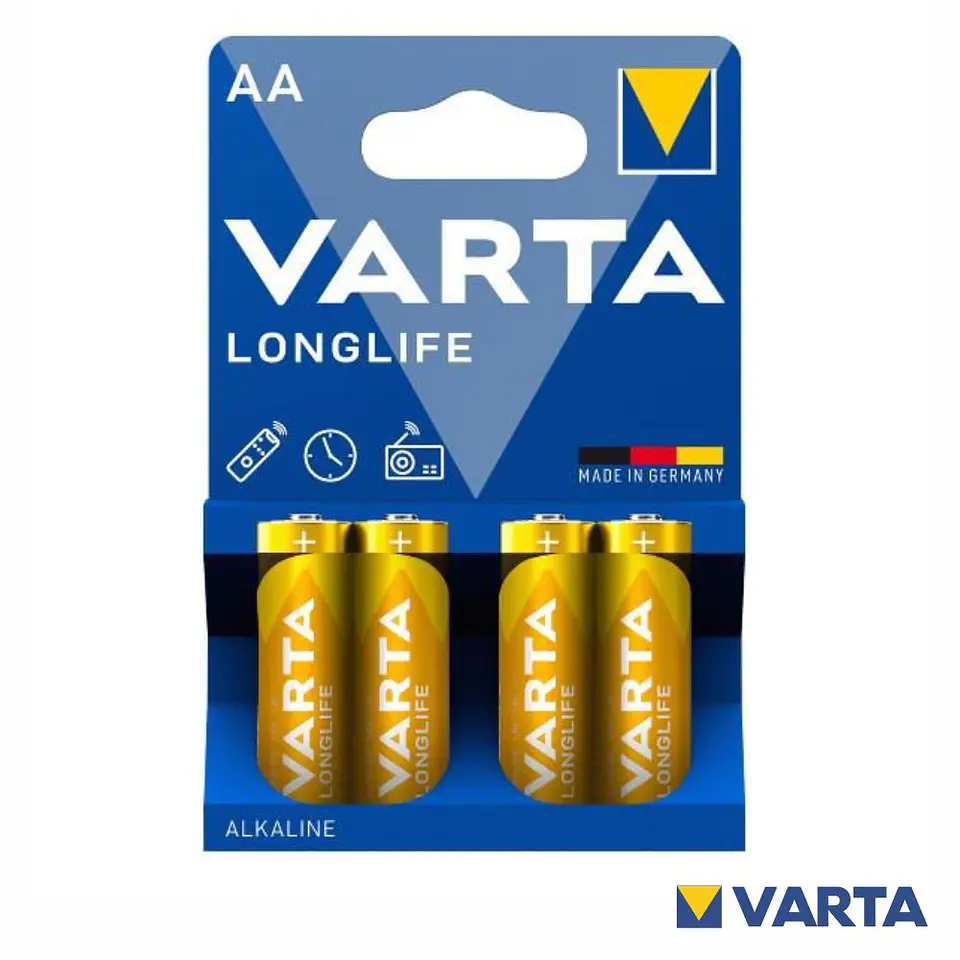 PILHA ALCALINA LR6/AA 1.5V 4X LONGLIFE VARTA 1