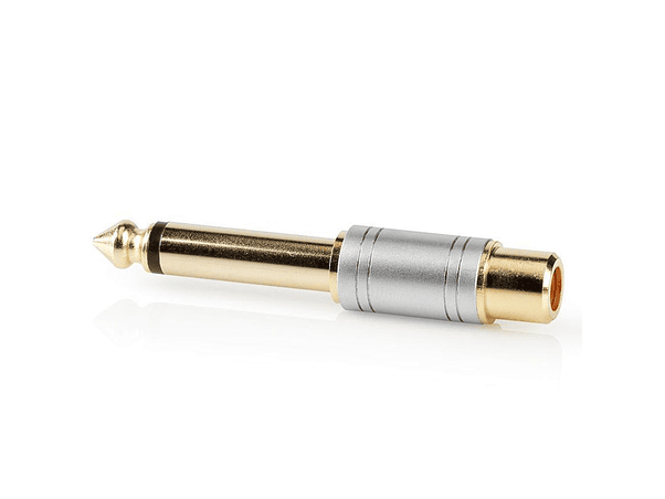FICHA ADAPTADORA METAL RCA FÊMEA / JACK 6.35MM MACHO 1