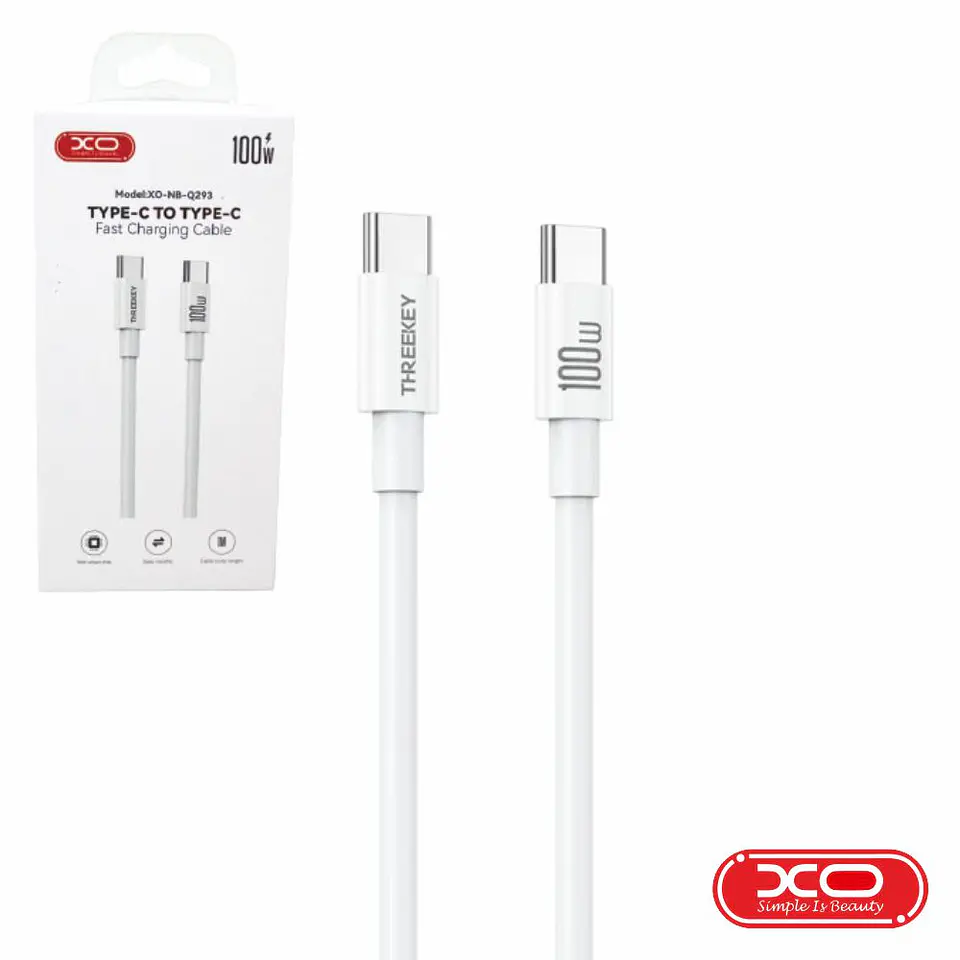 CABO USB-C MACHO / USB-C MACHO 100W PD 1M BRANCO XO 1