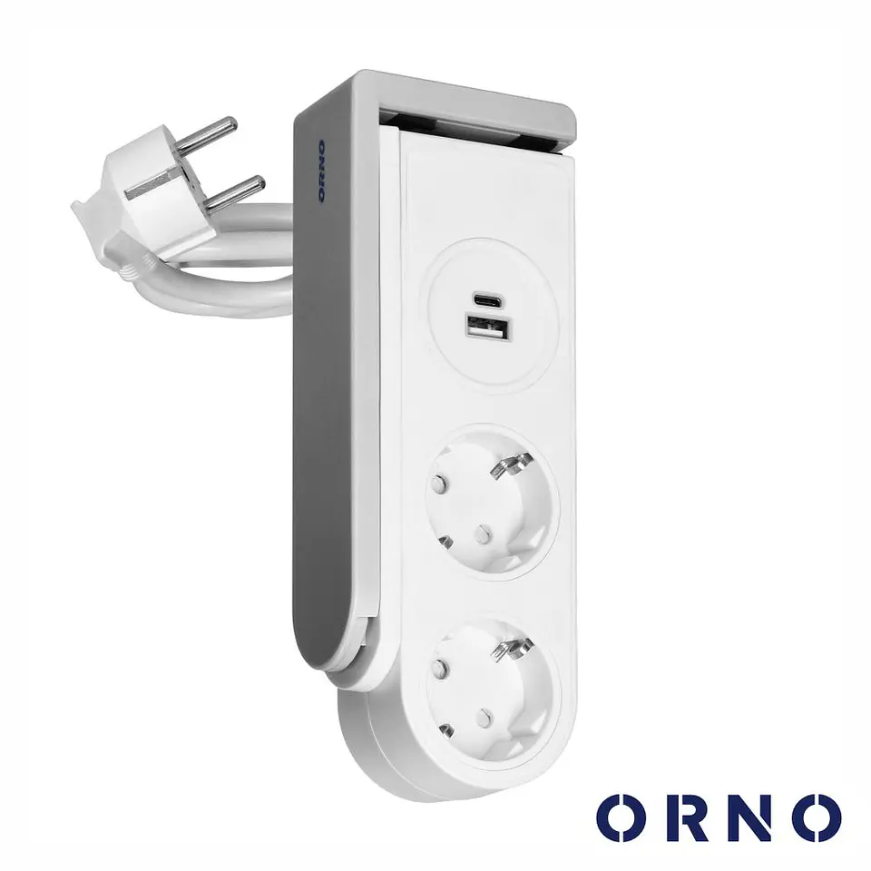 EXTENSÃO ELÉTRICA 2X SCHUKO 2XUSB COM SUPORTE PARA MESA ORNO 1
