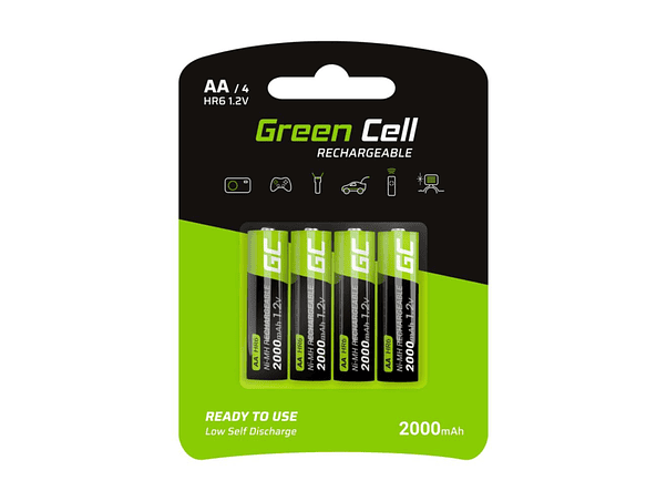 PILHA RECARREGÁVEL AA 1.2V 2000MA 4X BLISTER GREEN CELL 1