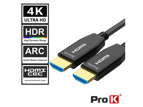 CABO HDMI FIBRA ÓPTICA DOURADO MACHO / MACHO 2.0 4K 50M 1