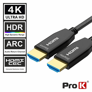 CABO HDMI FIBRA ÓPTICA DOURADO MACHO / MACHO 2.0 4K 50M