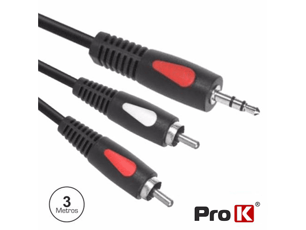 CABO JACK 3.5MM MACHO ST / 2-RCA MACHO 3M PROK 1