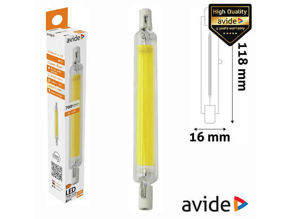 LÂMPADA R7S 7W 230V LED COB 118MM 4000K AVIDE 1