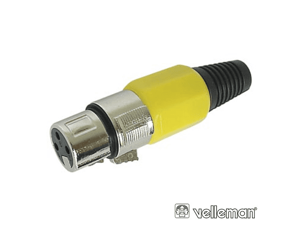 FICHA XLR 3P FÊMEA  AMARELA COM BLINDAGEM E BLOQUEIO 1