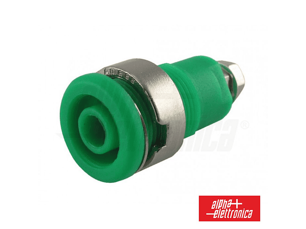 FICHA BANANA FÊMEA PAINEL TERMINAL 4MM VERDE ALPHA 1