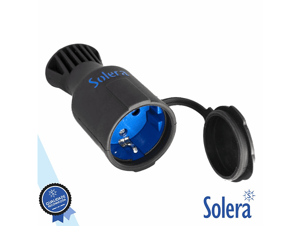 FICHA SCHUKO FÊMEA 16A/250V COM TAMPA IP44 PRETO SOLERA 1