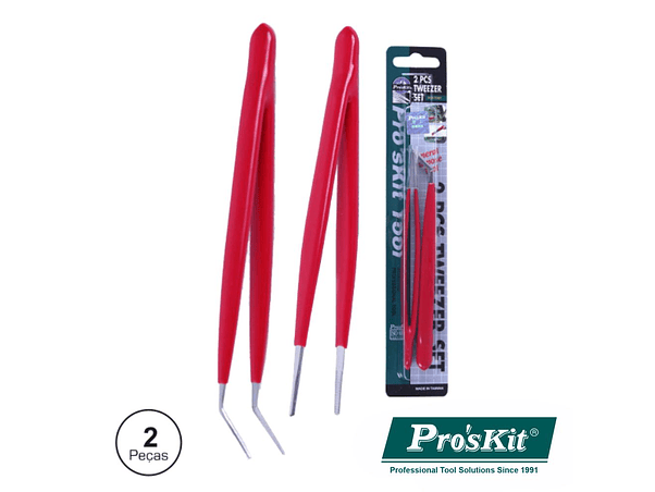 CONJUNTO 2 PINÇAS COM PONTAS CURVAS E PLANAS PROSKIT 1