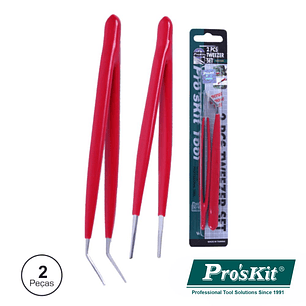 CONJUNTO 2 PINÇAS COM PONTAS CURVAS E PLANAS PROSKIT