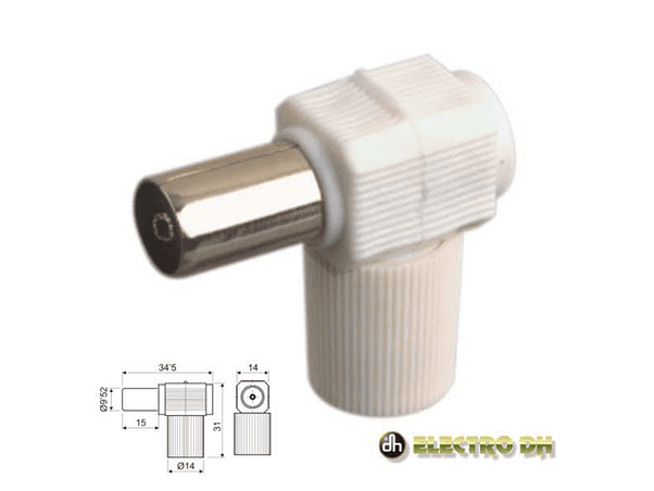 FICHA COAXIAL FÊMEA ANGULAR BRANCA EDH 1