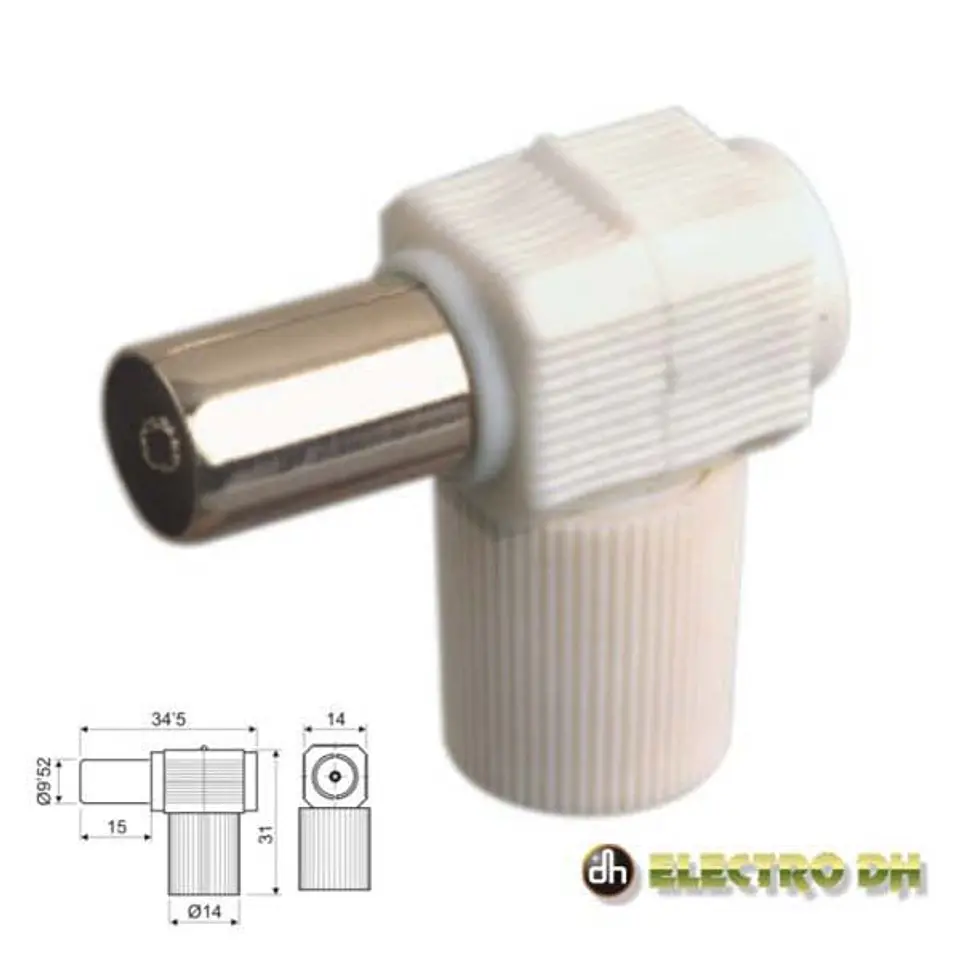 FICHA COAXIAL FÊMEA ANGULAR BRANCA EDH 1