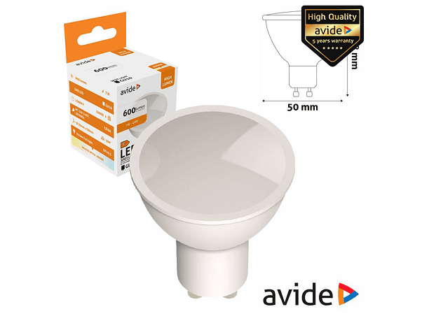 LÂMPADA LED GU10 DIMÁVEL SPOT 7W 230V 4000K 530LM AVIDE 1