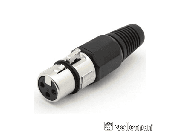 FICHA XLR 3P FÊMEA NIQUELADO COM GUARDA CABO VELLEMAN 1