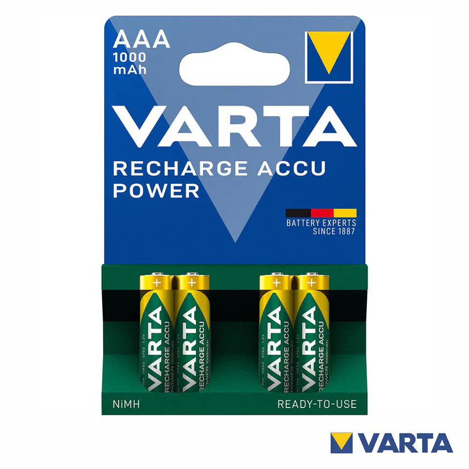 PILHA RECARREGÁVEL AAA 1.2V 1000MAH 4X VARTA 1