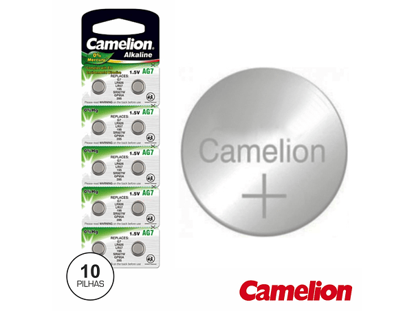 PILHA BOTÃO AG7 / LR57 1.5V 34MA 10X BLISTER CAMELION 1