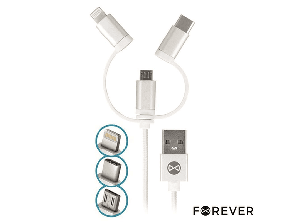 CABO USB-A 2.0 MACHO / MICRO USB-B USB-C E APPLE 8P 1M PRETO 1