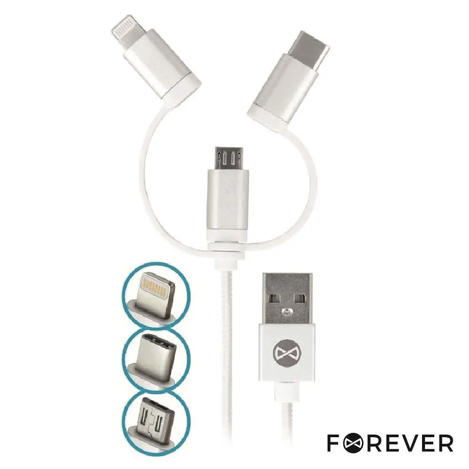 CABO USB-A 2.0 MACHO / MICRO USB-B USB-C E APPLE 8P 1M PRETO 1