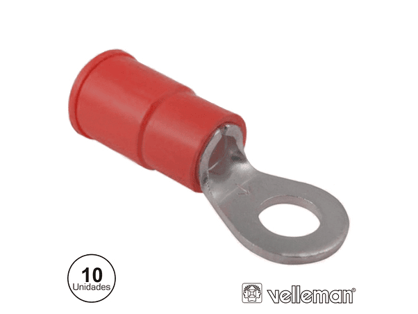 TERMINAL REDONDO ISOLADO 5.3MM 10X VERMELHO VELLEMAN 1