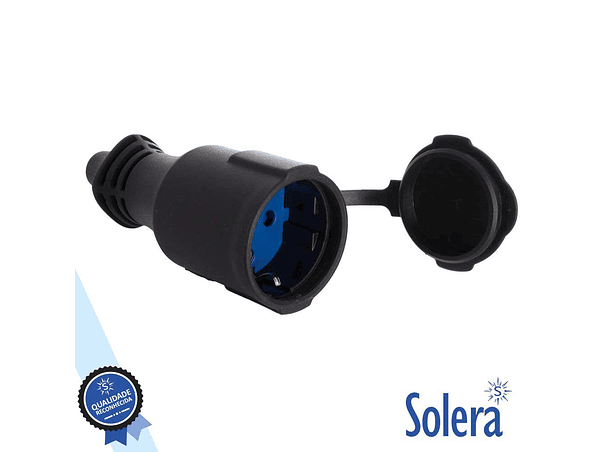 FICHA SCHUKO FÊMEA 16A/250V PRETA COM TAMPA IP44 SOLERA 1