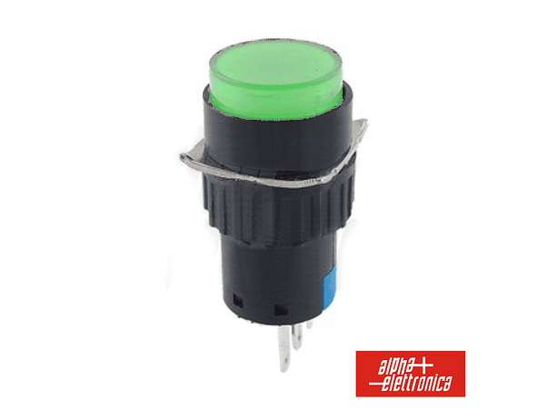 COMUTADOR PULSADOR REDONDO 230V 1 NA 1 NF VERDE UNIPOLAR 1