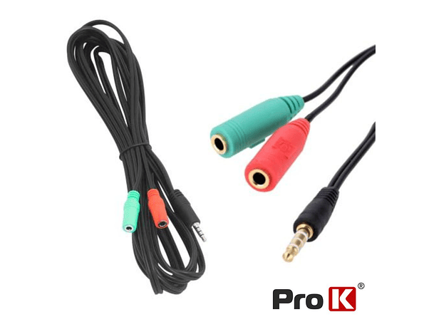 CABO JACK 3.5MM MACHO 4P / 2 JACK 3.5MM FÊMEA 3.5M PROK 1