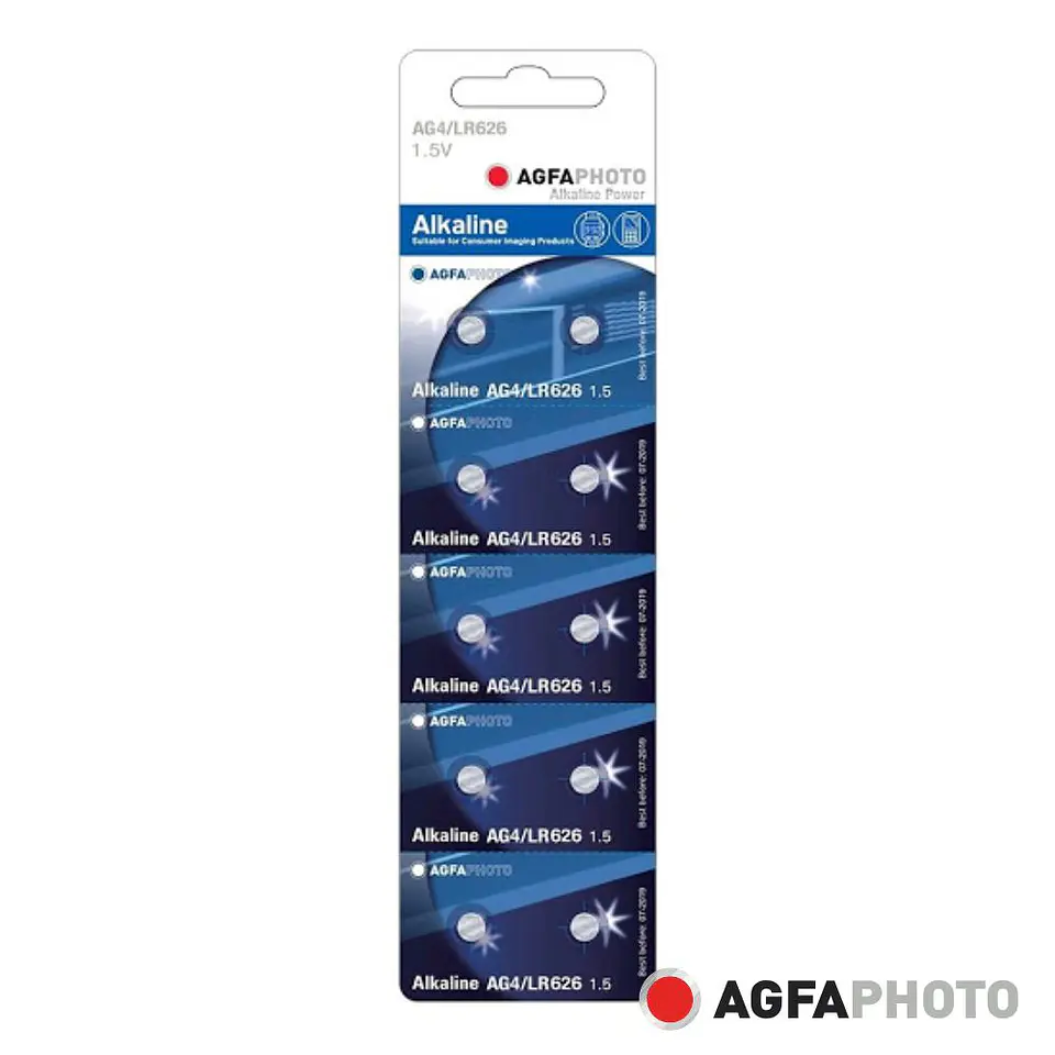 PILHA BOTÃO ALCALINA AG4 1.5V 10X BLISTER AGFAPHOTO 1