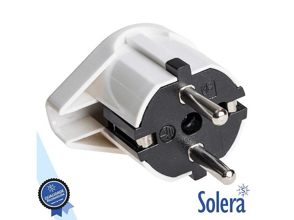 FICHA SCHUKO MACHO COM TERRA LATERAL 220V BRANCO SOLERA 1