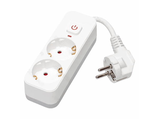 FICHA ELÉTRICA ADAPTADORA 2X SCHUKO COM INTERRUPTOR 1