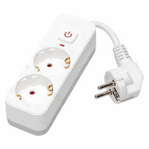 FICHA ELÉTRICA ADAPTADORA 2X SCHUKO COM INTERRUPTOR