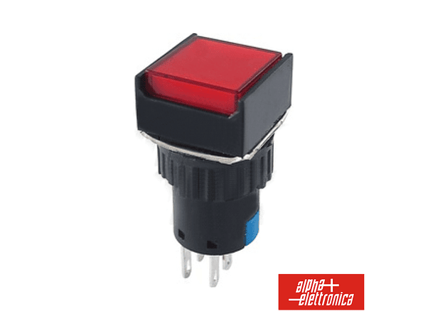 COMUTADOR PULSADOR QUADRADO 230V 2 NA 2 NF VERMELHO BIPOL 1