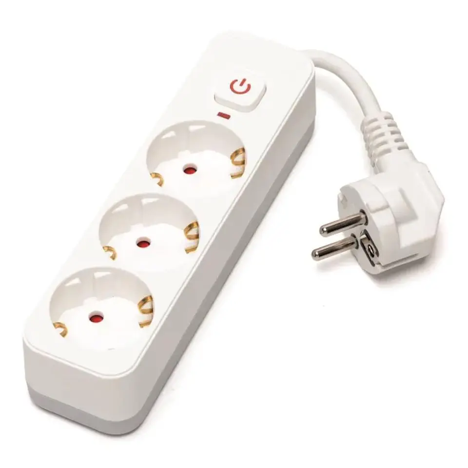 TOMADA ELÉTRICA COM 3 SAÍDAS SCHUKO COM INTERRUPTOR 3G1.0 1