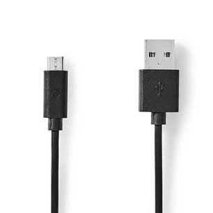CABLE USB -A 2.0 MACHO PARA MICRO USB-B MACHO 0,5 M PRETO