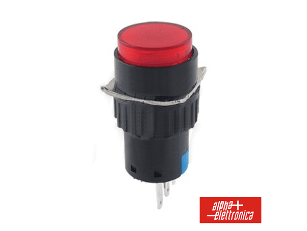COMUTADOR PULSADOR REDONDO 230V 1 NA 1 NF VERMELHO UNIPOL 1