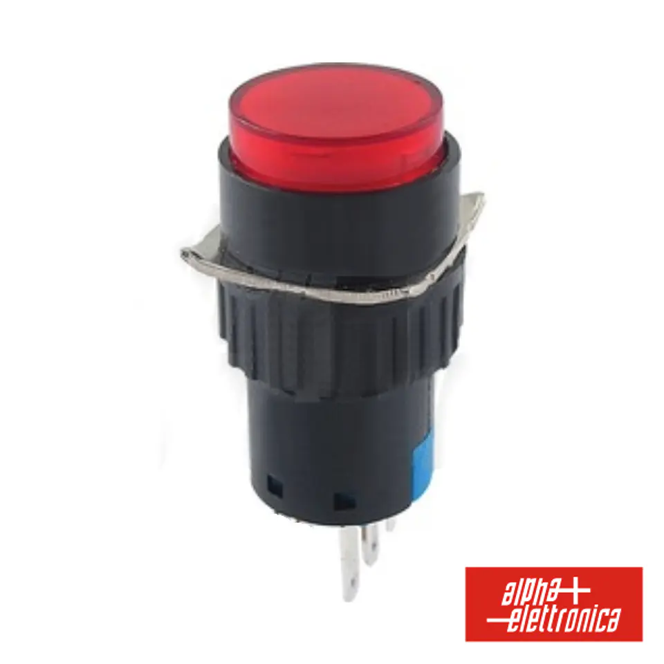 COMUTADOR PULSADOR REDONDO 230V 1 NA 1 NF VERMELHO UNIPOL 1