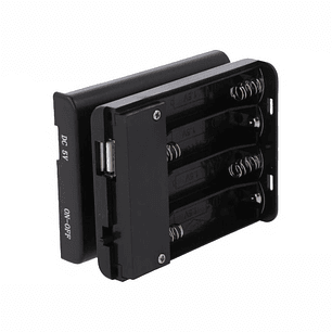 SUPORTE PARA 4 PILHAS AA COM TAMPA INTERRUPTOR E USB-A FÊMEA