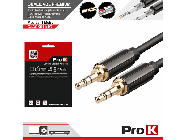 CABO JACK 3.5MM MACHO / JACK 3.5MM MACHO 1M ST PROK 1